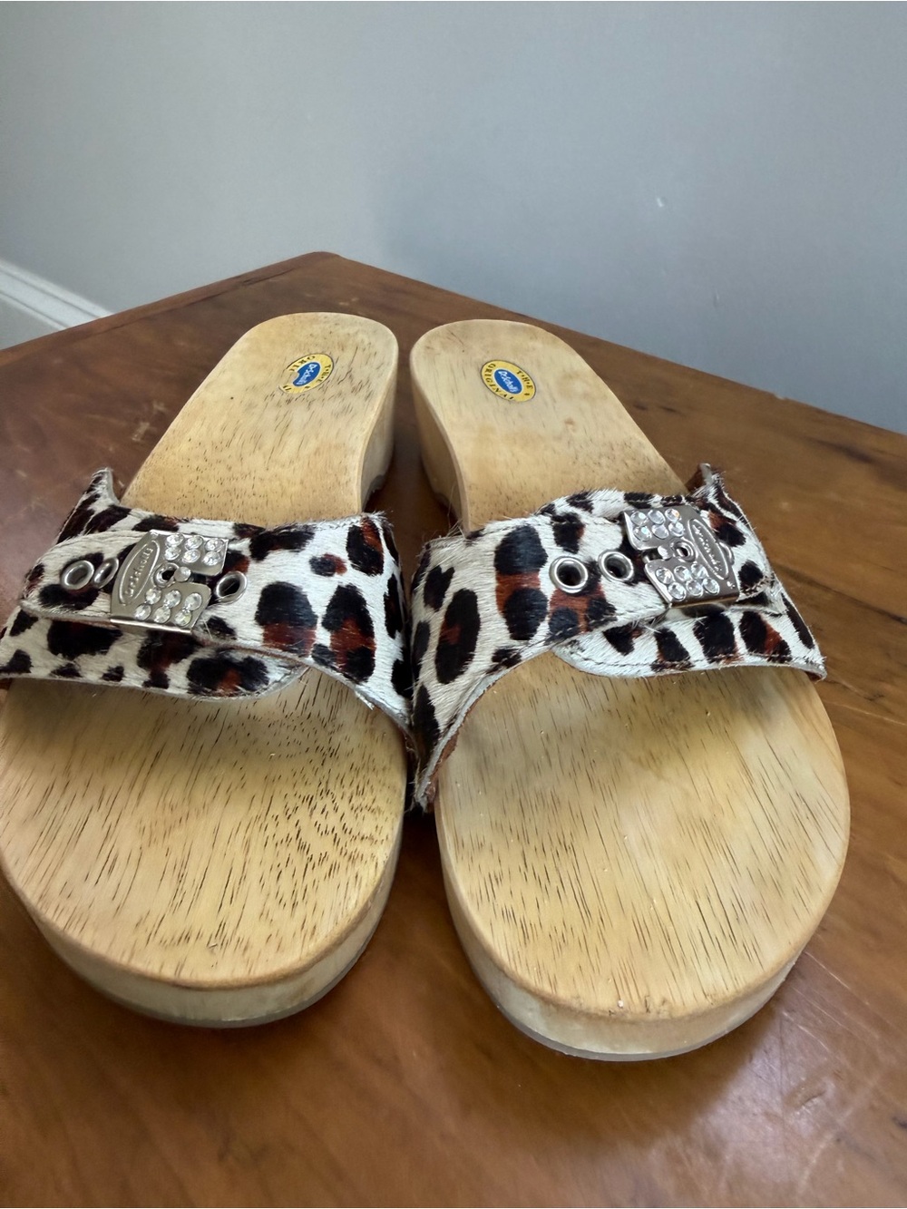 Dr Scholl’s  sz 10 Leopard Print Wooden Slide Sandals - Women - Picture 8 of 8
